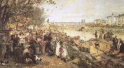 robert schumann viennese street csene during the of brahms  the fruit market on the quayside near the maria theresa bridge oil painting artist